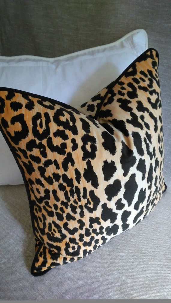 Leopard Velvet Pillow Cover Braemore Jamil Knife Edge or