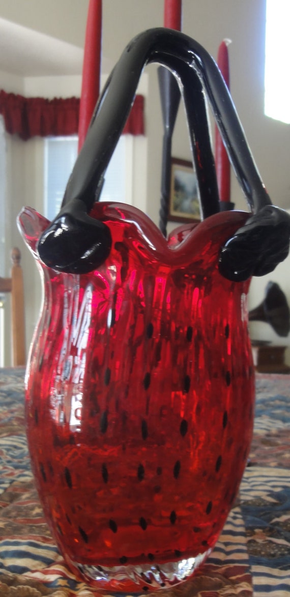 Hand Blown Glass Purse Vase