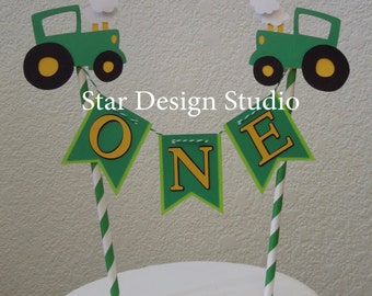 Tractor Cake Topper Birthday Bunting cake topper- Smash cake, first birthday, Any number, name available