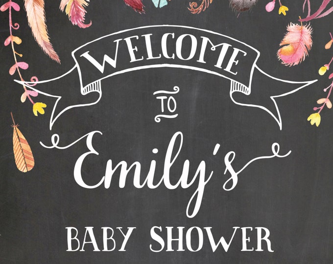 Welcome Baby Shower Sign. Chalkboard Welcome sign. Boho welcome sign. Chalkboard babyshower sign. Welcome bridal shower chalkboard