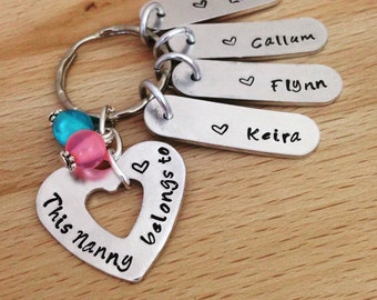 personalised keyring - Nanny gift- nana gift - Grandma present - grandparent gifts - personalized keychain, gifts for mum, nanny gift, nana
