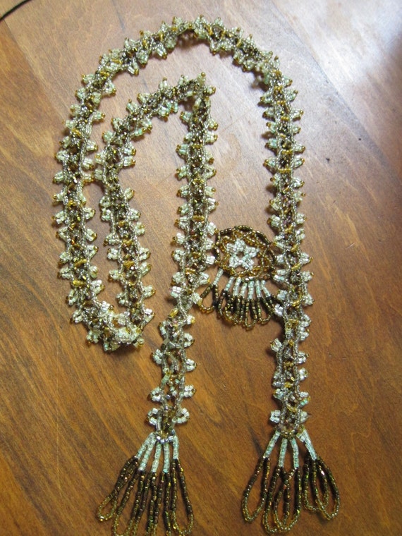 1920s Lariat Necklace/ Vintage Glass Bead Necklace/ Art Deco