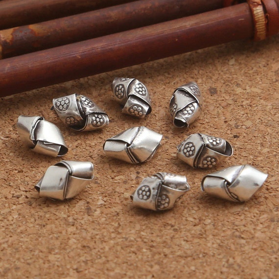 10 Karen Hill Tribe Silver Bicone Beads Karen Tribe Silver