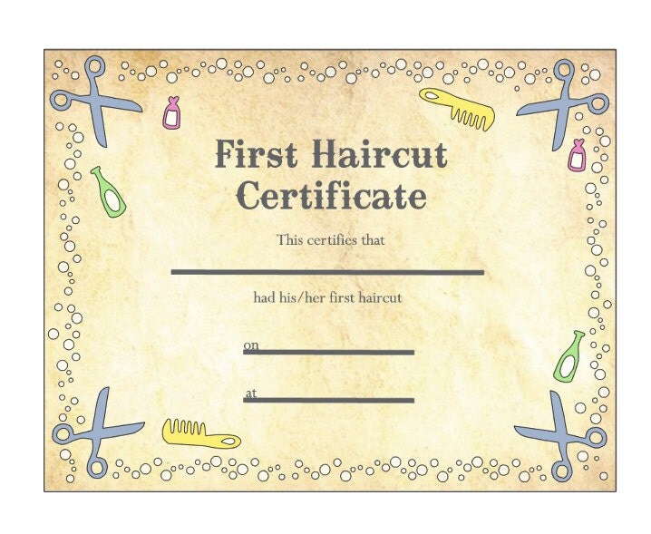 Baby s First Haircut Certificate Keepsake Laminated