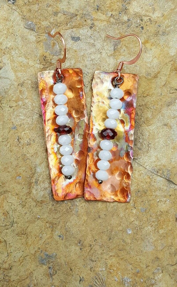 Items similar to African Earrings. Copper Earrings. Torched Copper Earrings. Pearl