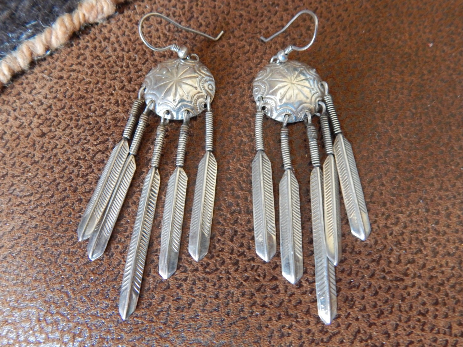 sterling silver earrings long CherokeeJewelry Native American