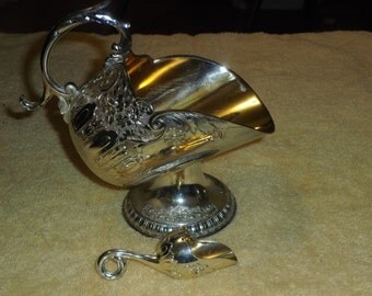 Vintage Leonard Of Japan Silver Plate Sugar Scuttle Server with Floral Scoop