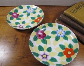 Meito China - Hand Painted Saucer - Flowers and Leaves - Set of Two (2)