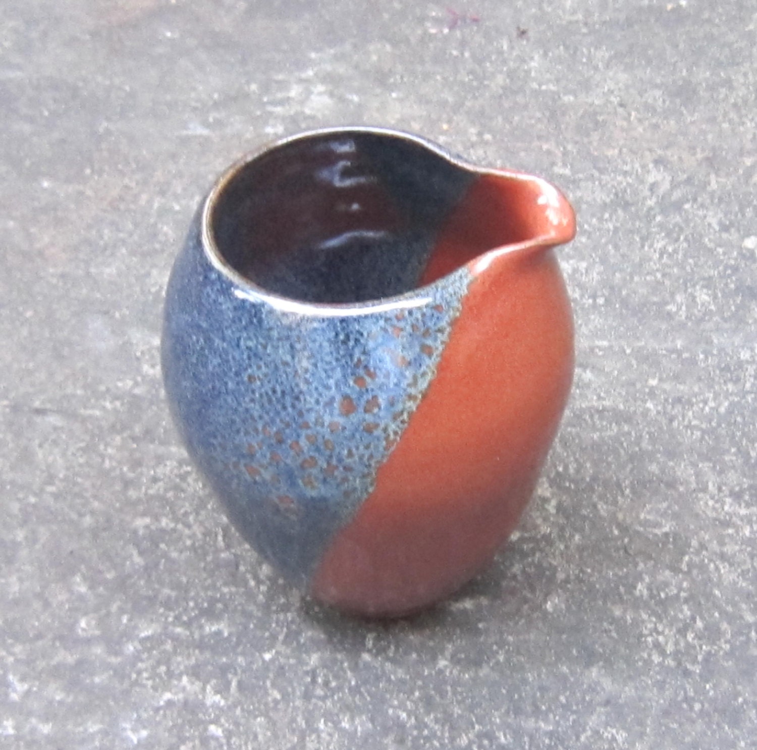 Salad dressing jug Milk jug Handleless jug with denim blue