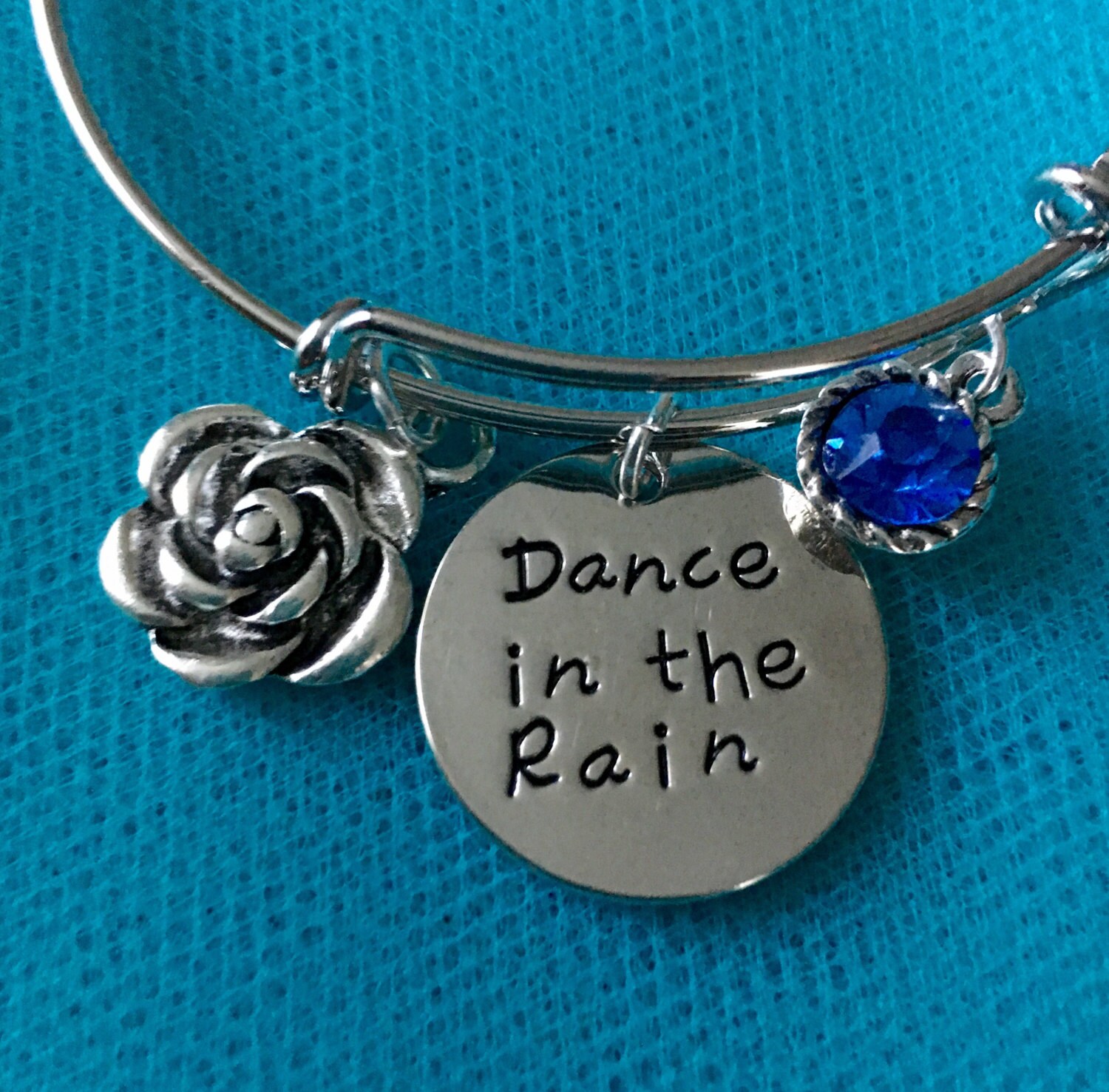 Charm bracelet quote bracelet dance in the rain quote
