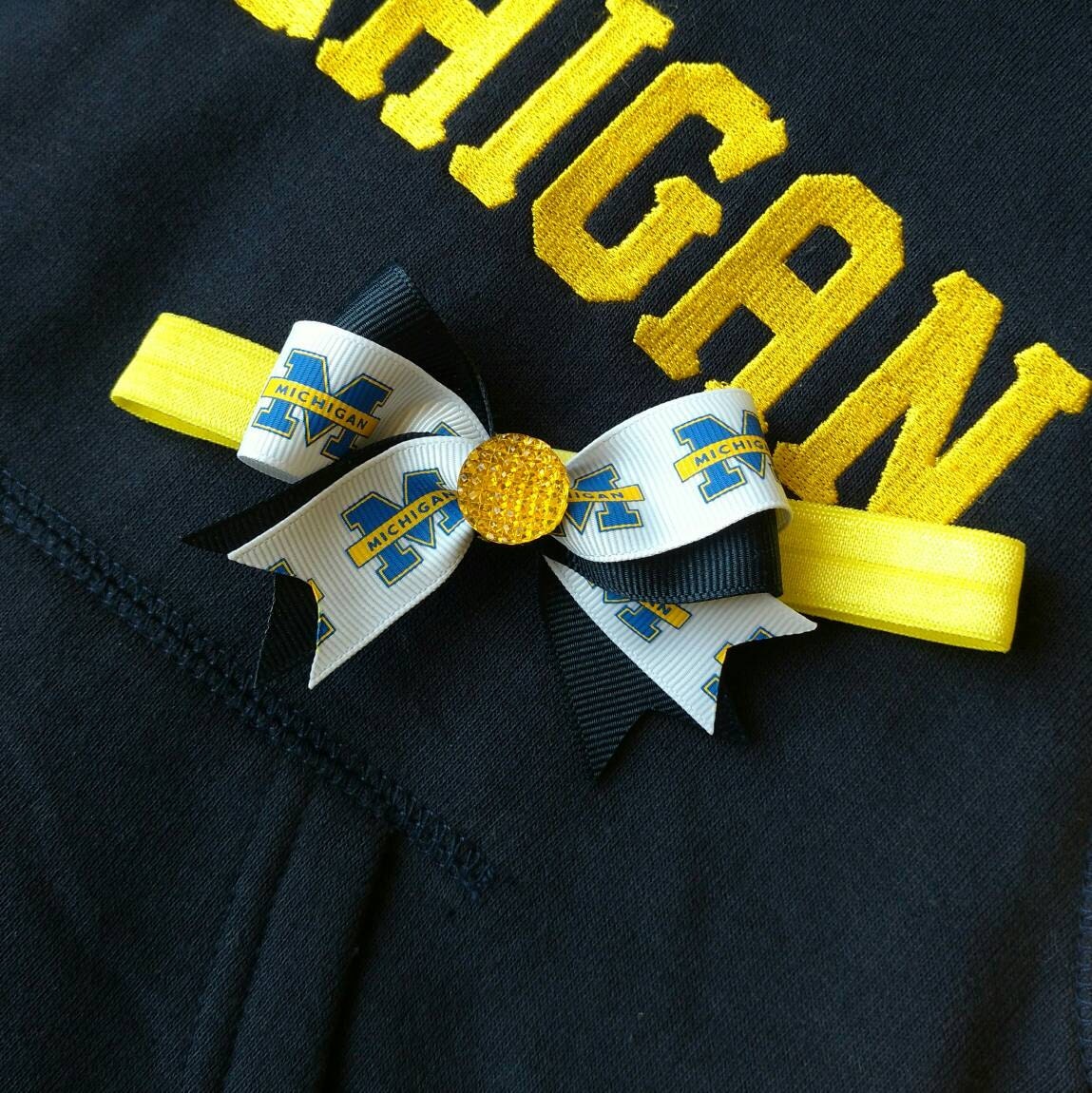 University of Michigan Baby Headband U of M Baby Maize and