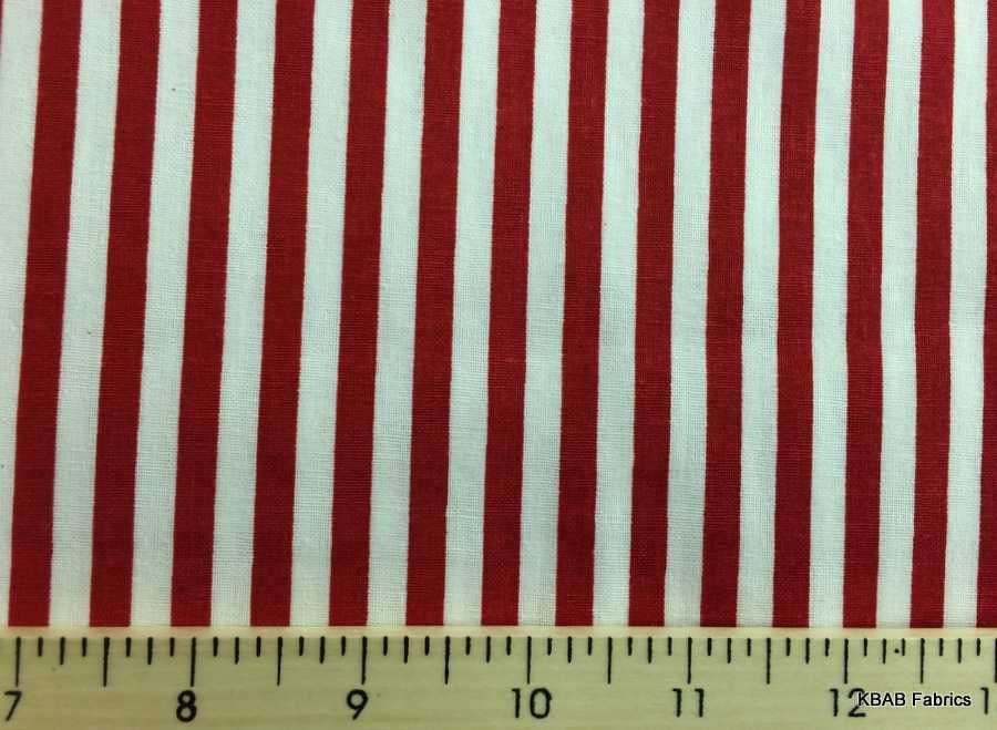 Red & White Stripe Fabric By the Yard Fat Quarter by kbabFabrics