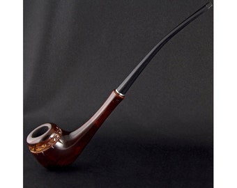 7.87" Long carved wooden ladies smoking pipe