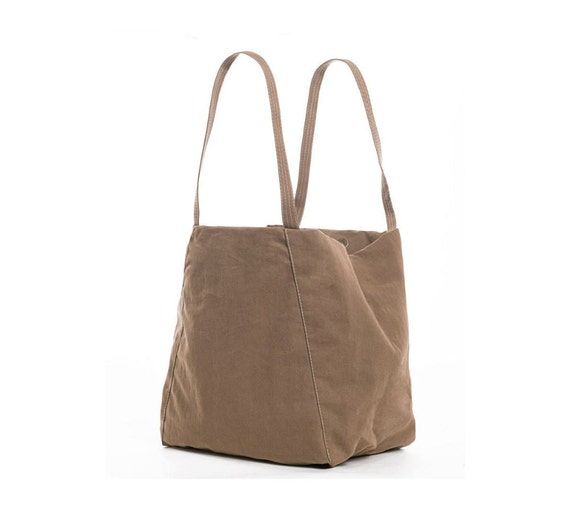 Brown tote Large canvas tote bag Fabric bags purses by KisimBags