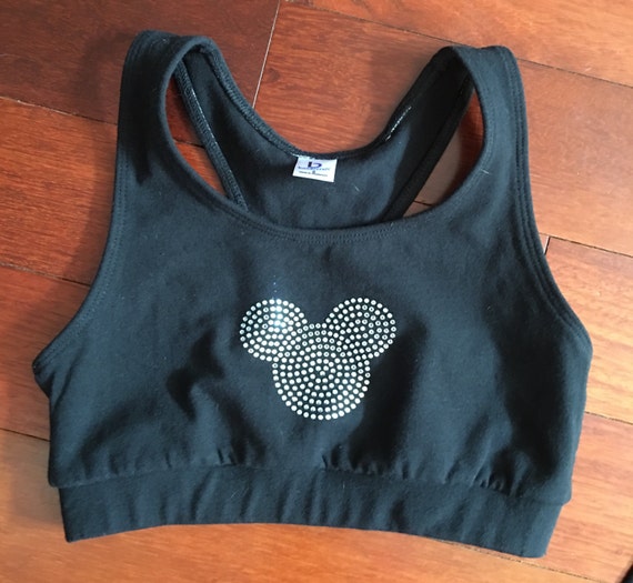Customized Rhinestone Mickey Mouse Sports Bra matching bows
