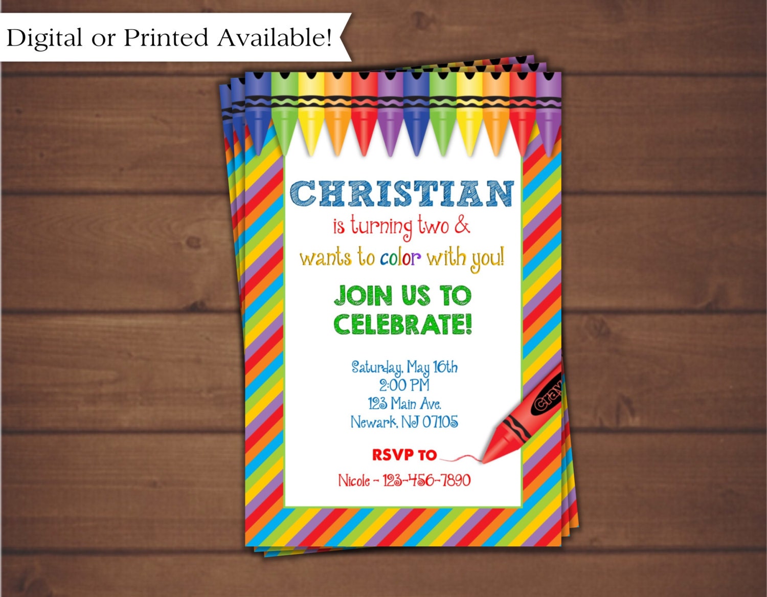 Crayons Birthday Invitation