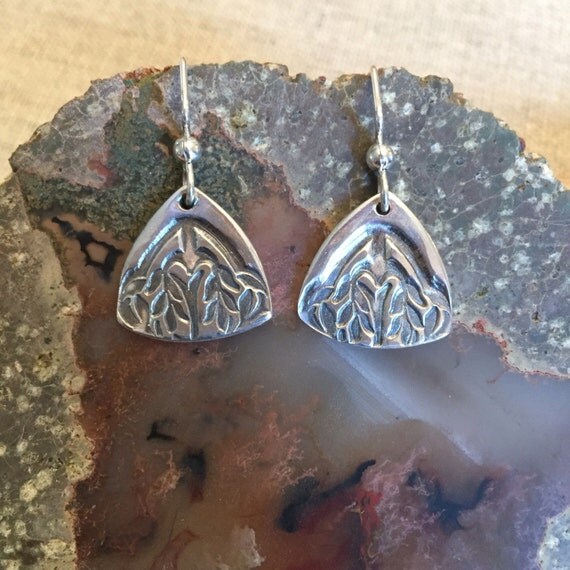 Heliconia Quilt Design Fine Silver Earrings