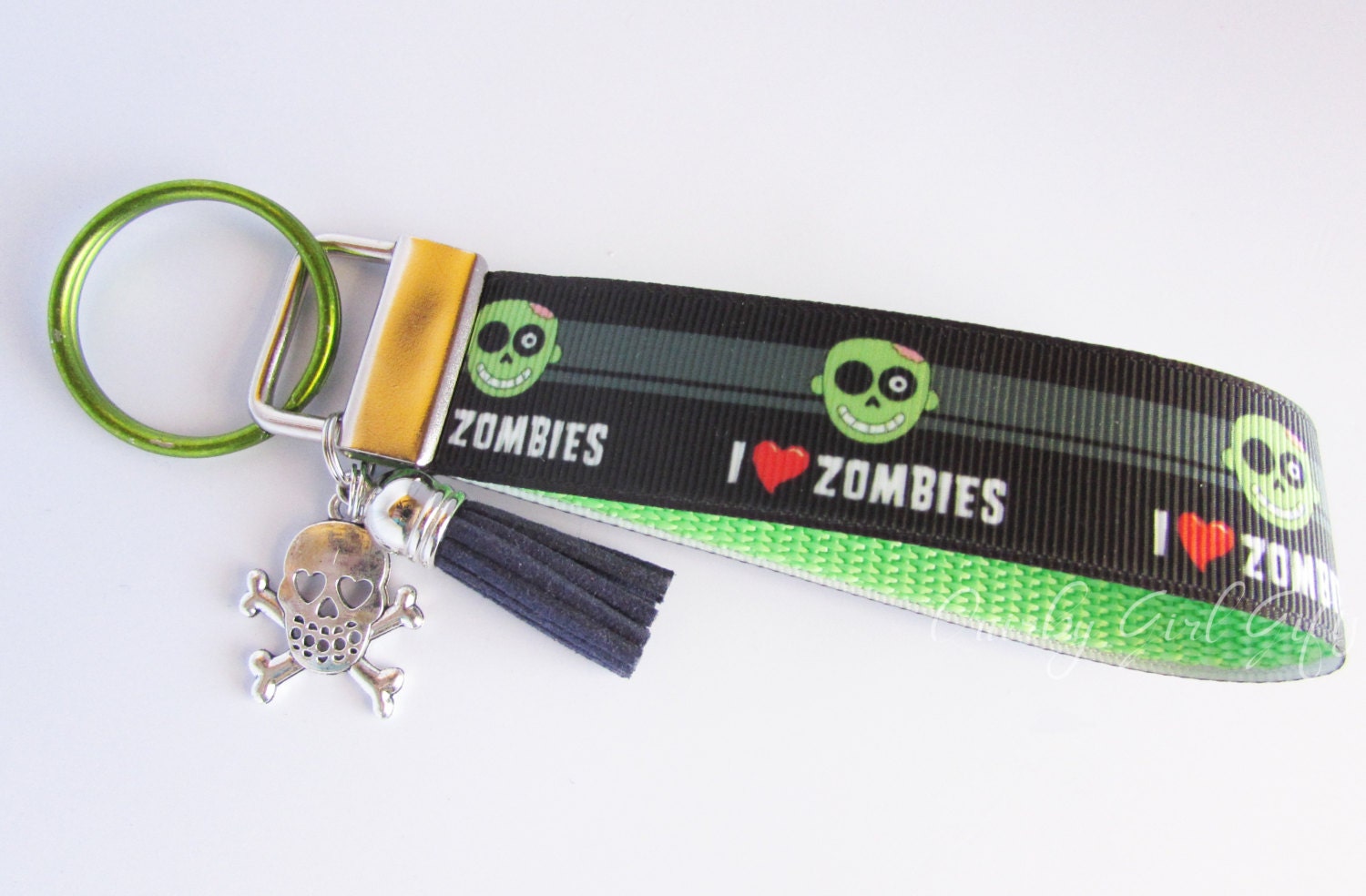 I Love Zombies Key Fob Fun Zombie Key Chain Tassel and