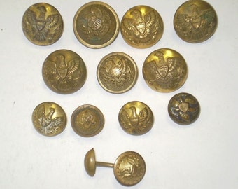 Lot of 10 U.S. Army Buttons & One Cufflink ~ Indian War Era c. 1870.