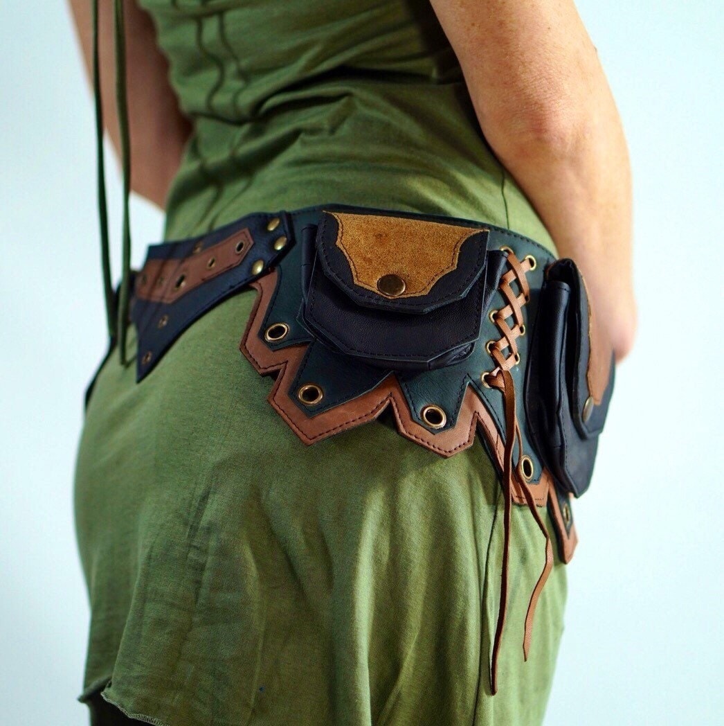 TWO TONE Dark Brown Handmade Leather Utility Belt with