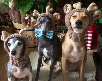 Crochet Adorable Dog Reindeer Hooded dog Hat