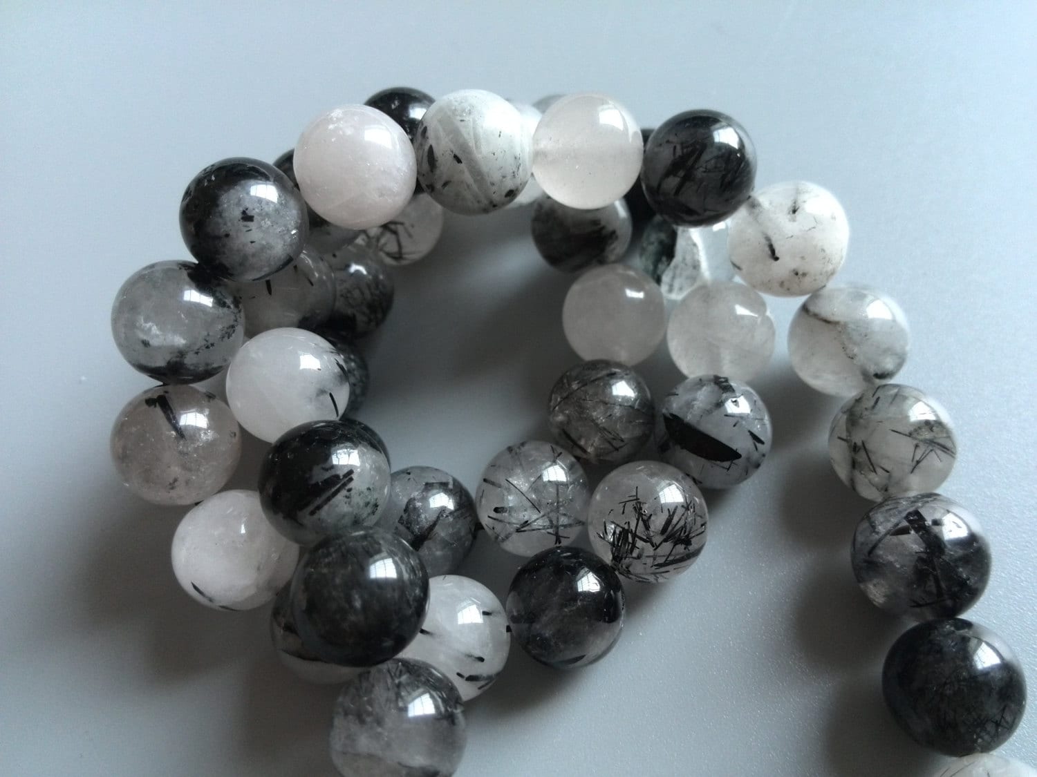 Black Rutilated Quartz Beads Grade 3A Round Loose Beads