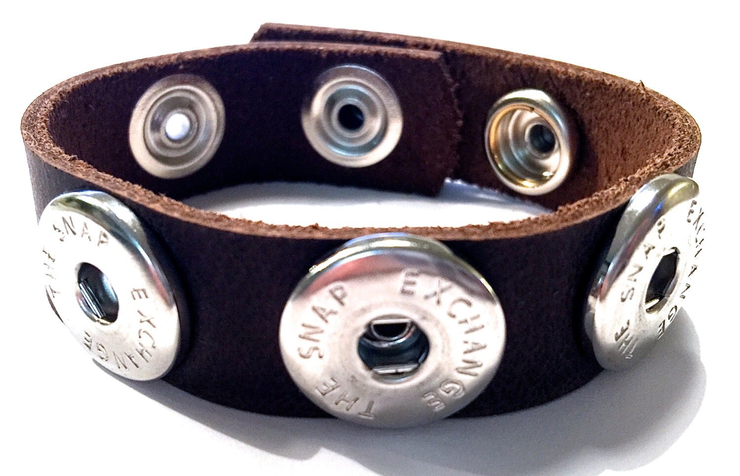 Interchangeable leather snap bracelet snap by TheSnapExchange