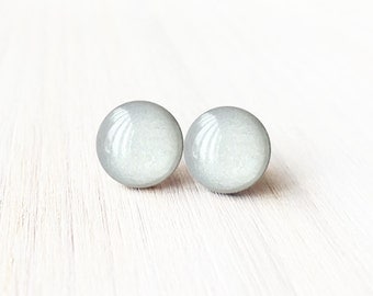 Siberian Grey - Stud Earrings - Surgical Steel Earrings - Small Sparkly Stud Earrings - Shimmering Grey Earrings -Top Quality Surgical Steel