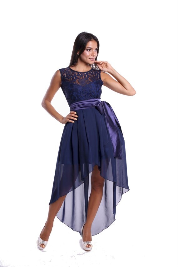 high low royal blue bridesmaid dresses