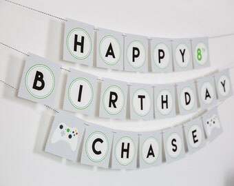 Gamer Party Birthday Banner - Instant Download Video Game Party by Printable Studio
