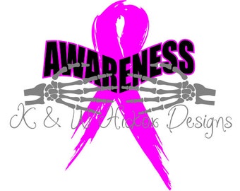 Breast Cancer Awareness SVG DXF Cutting File, Skull Hands, Svg, Dxf, Cancer Silhouette Download, Cricut Breast Cancer Svg File