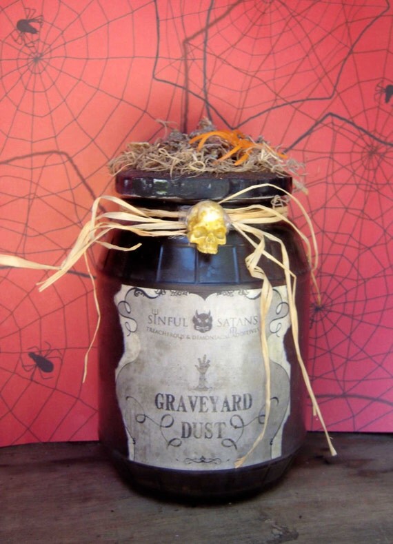 Altered Halloween Jar Graveyard Dust