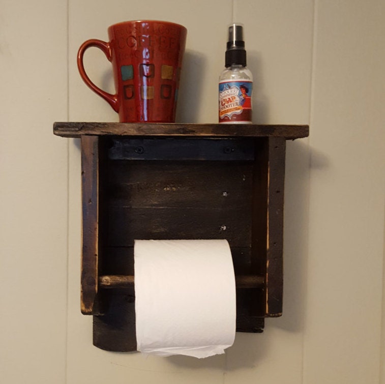 Toilet Paper Holder Rustic Wall Decor Handmade Pallet Wood