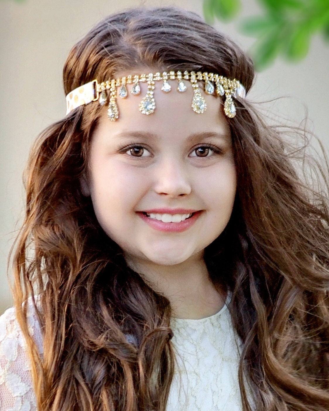 Gold Bridal Headband Flower Girl Headband Gold Rhinestone