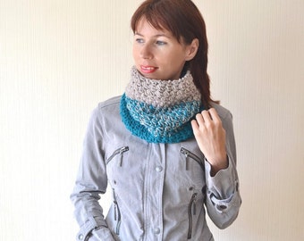 Crochet scarf|cowl Christmas gifts|for|mom Chunky scarf Gift|for|her Crochet cowl Ombre scarf Neck scarf Winter scarf Cozy scarf Loop scarf