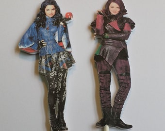 Set of 4 Disney Descendants themed Cake Toppers or Centerpiece Picks