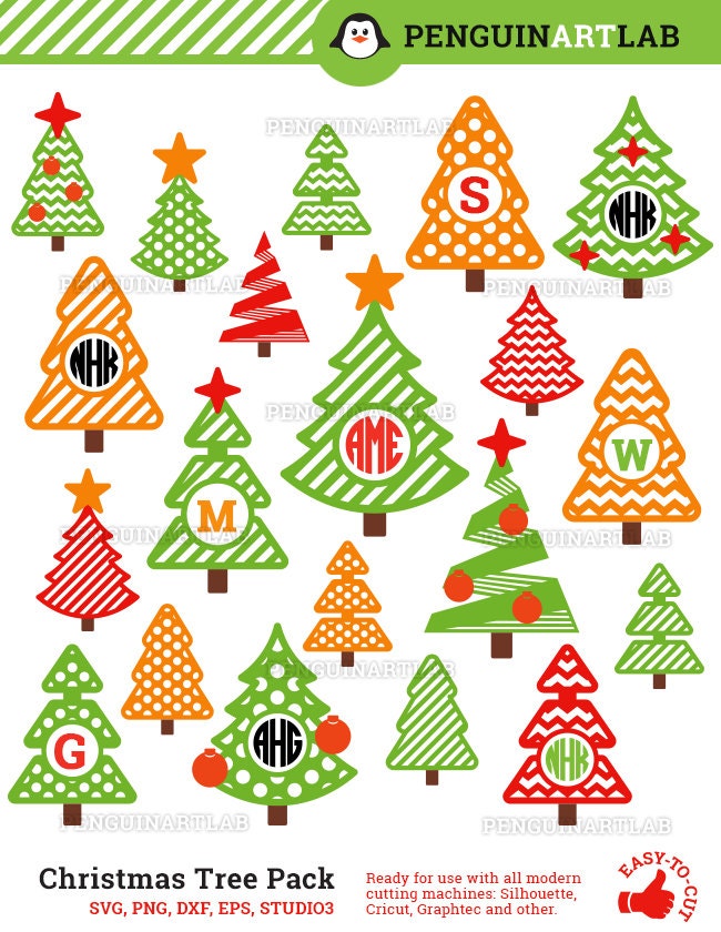 Download Christmas Tree Monogram Frames Professionaly Designed SVG