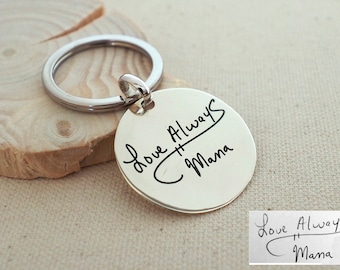 FATHER'S DAY GIFT • Handwriting Disc Keychain • Engraved Signature Disc Keychain • Disc Charm • Handwriting Charm • Keychain for Her • CM26