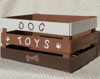 Personalized Dog Toy Box Wooden Crate Dog Toy by WattsLakeStudio