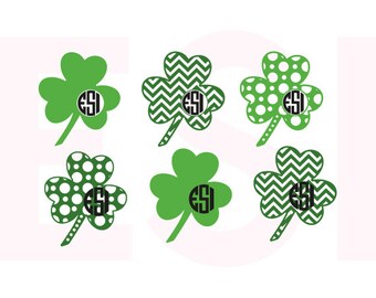 Download Shamrock circle monogram cutting files. SVG DXF and Eps