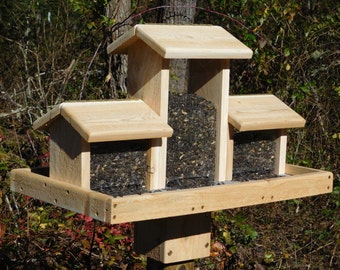 Cedar Bird Feeder, Triple Bird Feeder,Huge Bird Feeder,Large Cedar Bird Feeder