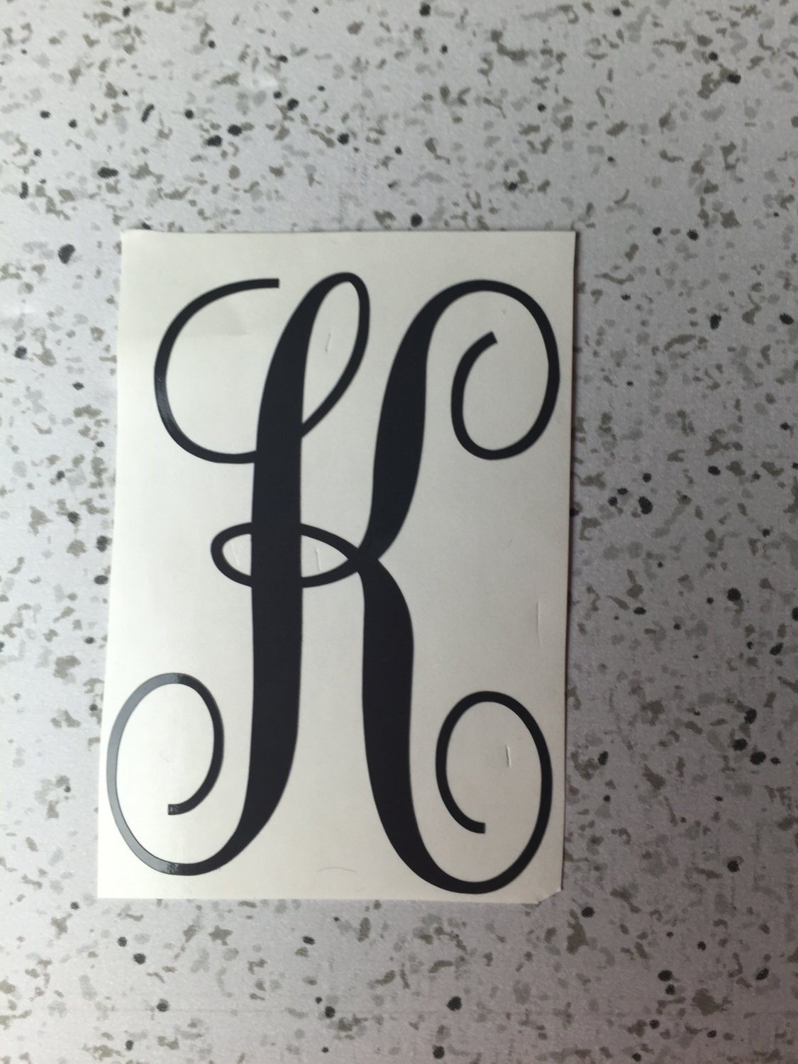 Script Single Letter Vinyl Initial Decal customizable with