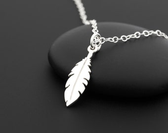 Tiny Feather Necklace, Sterling Silver Feather Necklace, Dainty Feather Necklace, Feather Necklace Silver, Feather Jewelry, Feather Charm