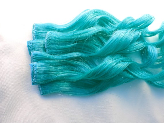 40 Inch Blue Human Hair Extensions - wide 6