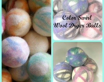 Wool Dryer Balls - 6 Large Natural Wool Dryer Balls - Dryer Ball Set - Wool felt Balls - Great For Cloth Diapers - Felted Dryer Balls -