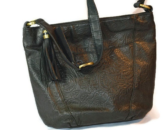 Sonoma Handbag Tooled LeatherBoho Hipster Designer