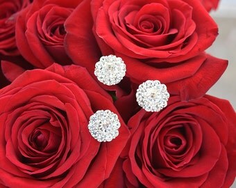 Crystal Silver Hair Pins Set of 3 Rhinestone Wedding Hair Accessories
