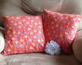 Pillows, Throw Pillows, Decorative Pillows, 14X14" Throw Pillows, Orange Blue White, Under Thirty Dollars, Gift for Her, Spring Summer Decor