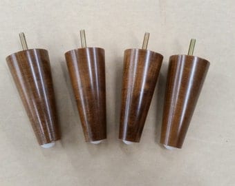 5 inch Sofa legs. Mid Century Modern Legs/Feet. IKEA compatiable. Retro Walnut Finish. NEW. 100% Wood(Set of 4)