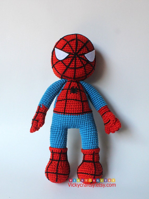 Handmade Crochet Spiderman Spiderman Plush Toy Stuffed Doll